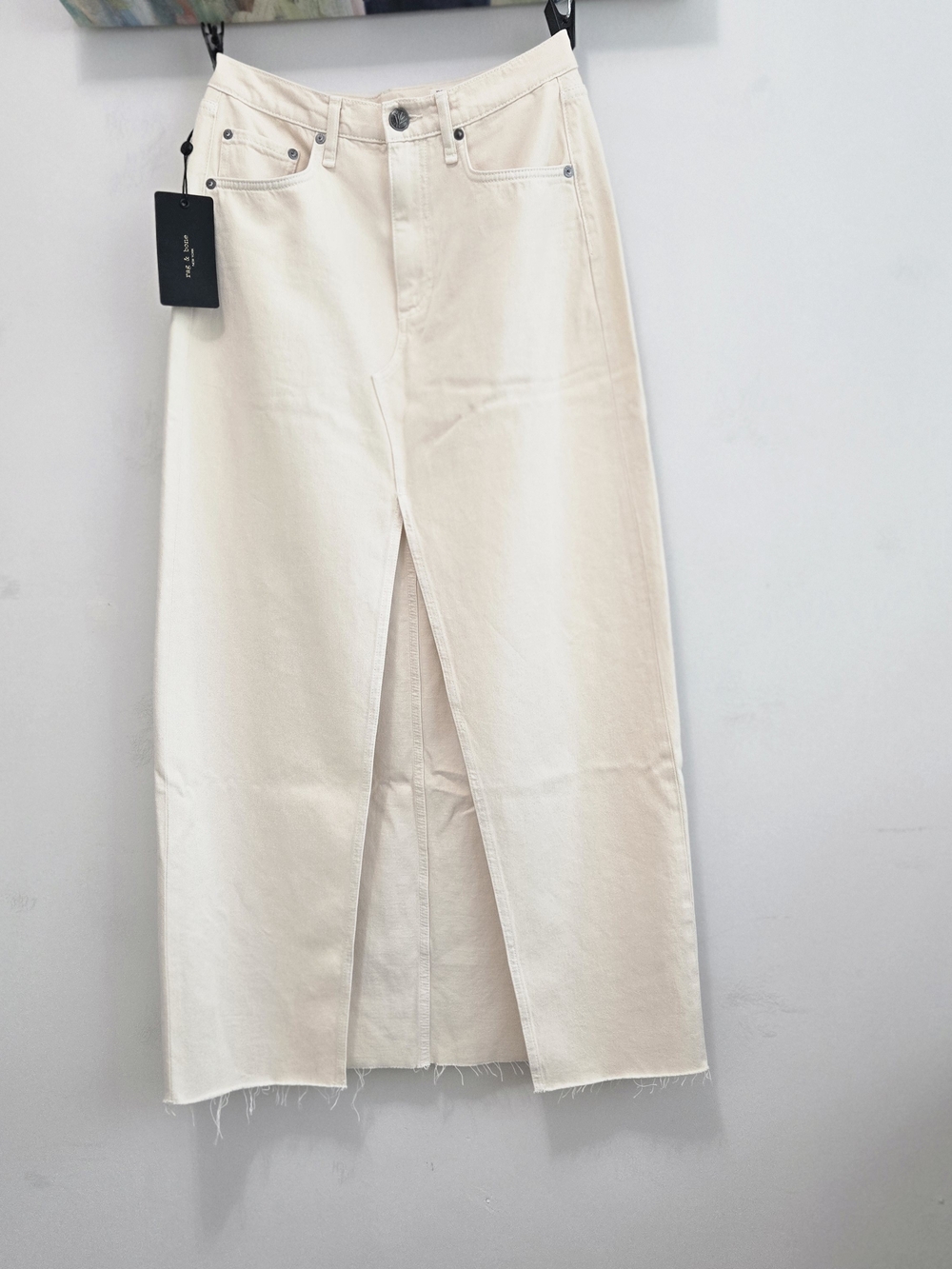 rag & bone Cream Cotton  Front-Slit Maxi Skirt Size 25